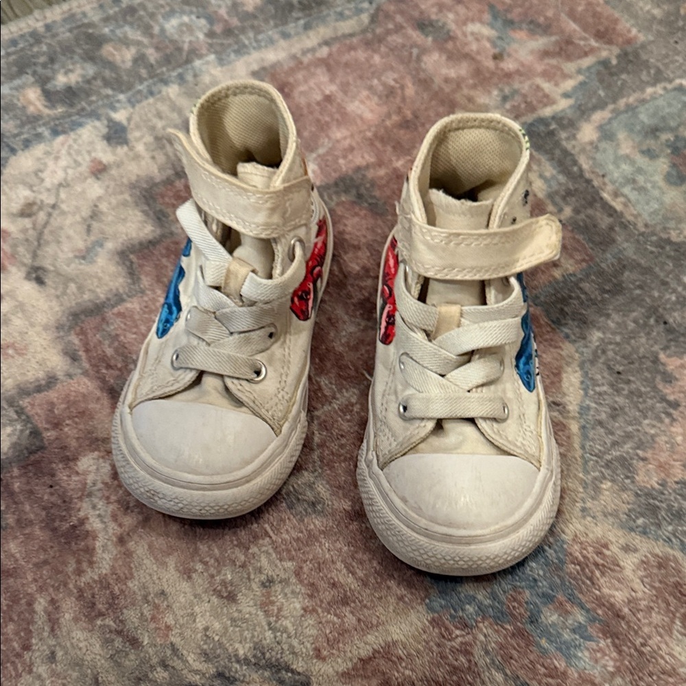 Converse Toddler High-Top Sneakers - Cream with Red and Blue